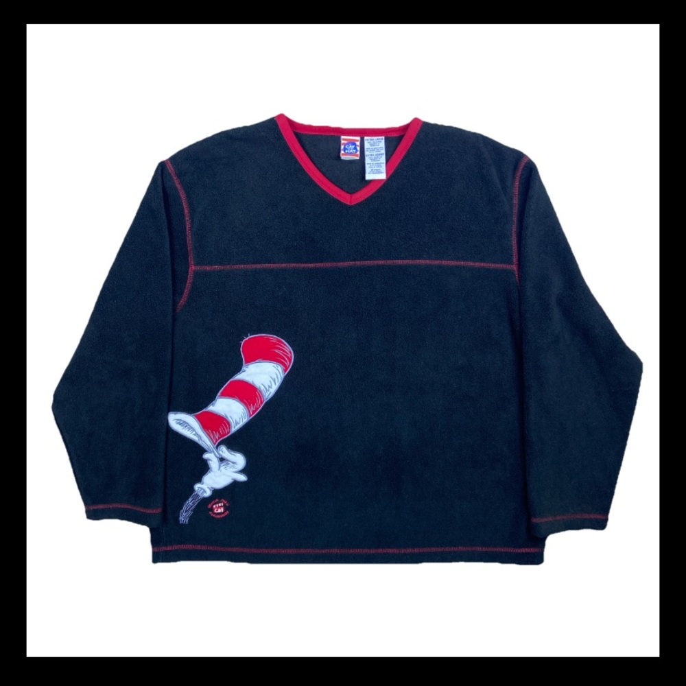 Vintage Cat In The Hat Dr. Suess Sweatshirt Men’s XL Fleece Movie Promo V Neck